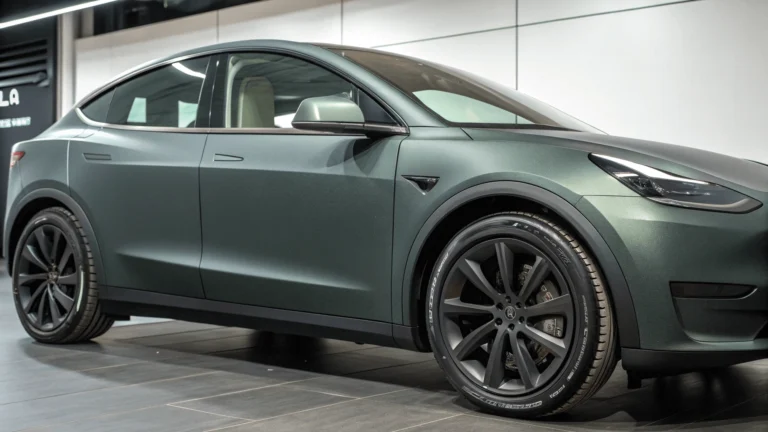 AI-generated side view of a futuristic electric SUV inspired by the Tesla Model Y Juniper design update.